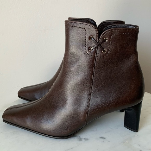 Nwt Gabor Made in Austria Brown Leather Heel Ankle Boots size 6 - Picture 1 of 16